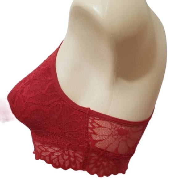 PINK Victoria’s Secret Red lace Floral Bralette Size XS - Picture 6 of 16
